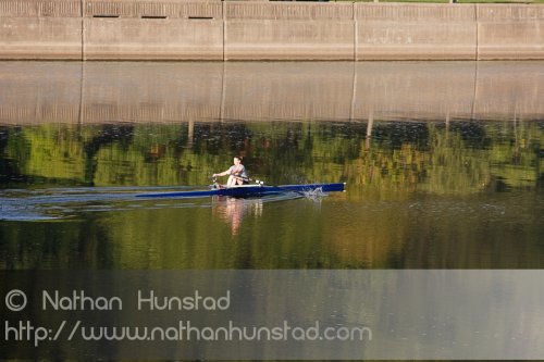A rower on the Mississippi River.